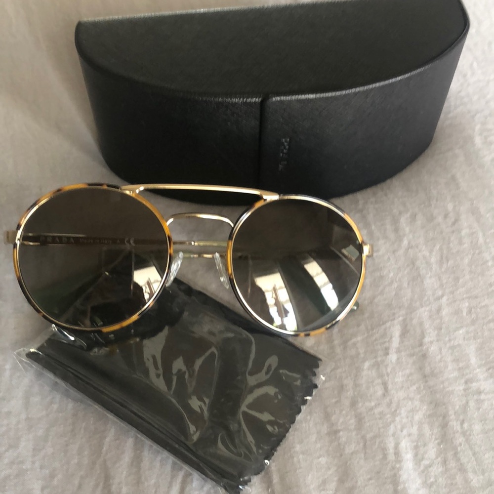 Prada catwalk round aviator sunglasses